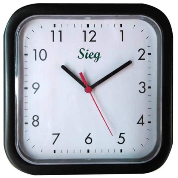 Relógio de Parede plástico 25cm preto c/ branco 2300-01 Sieg CX 1 UN