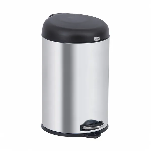 LIXEIRA INOX COM PEDAL E TAMPA PRETA 12L - BRINOX