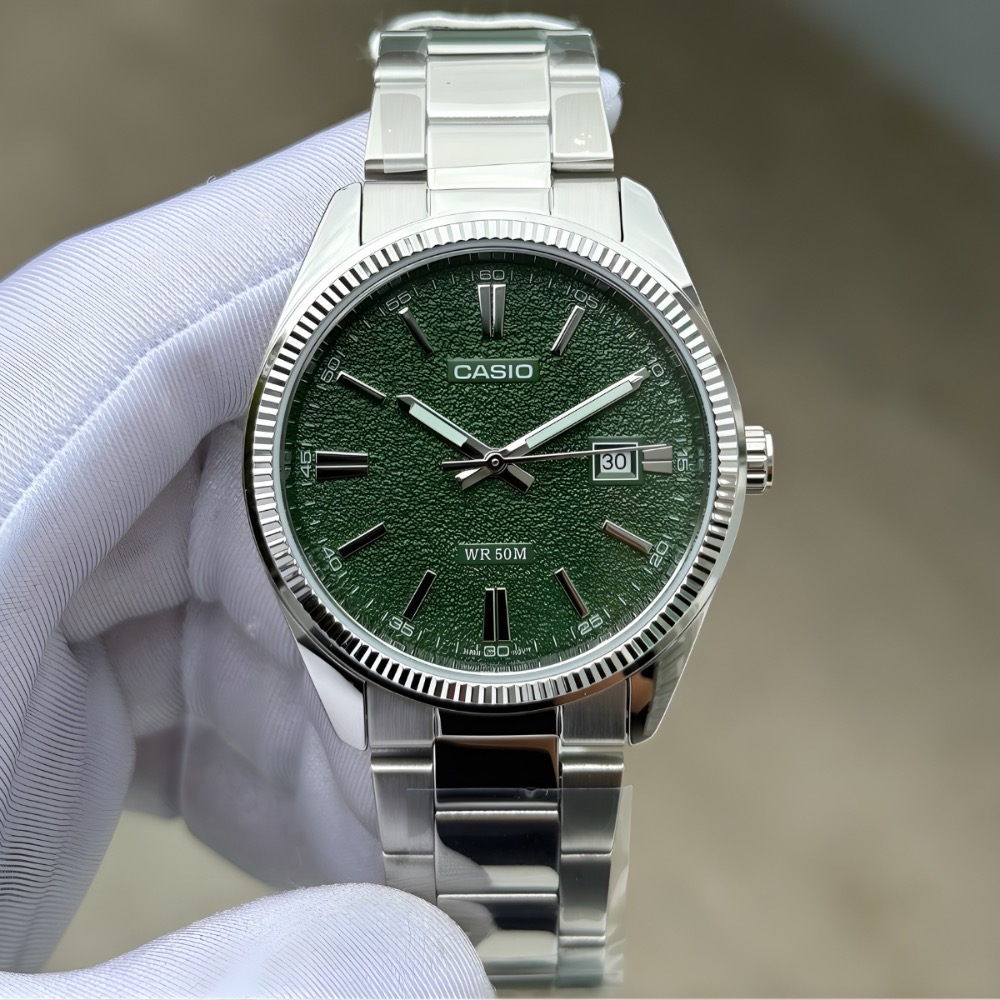 Relógio Casio MTP-1302DA-3AV Matte dial Green 38.5m — Único, Novo