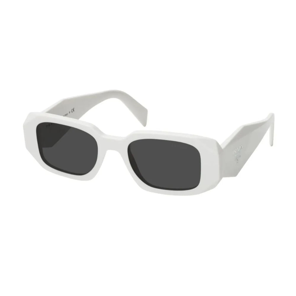 Óculos de Sol Feminino Prada Retangular PR 17WS Cor Branco