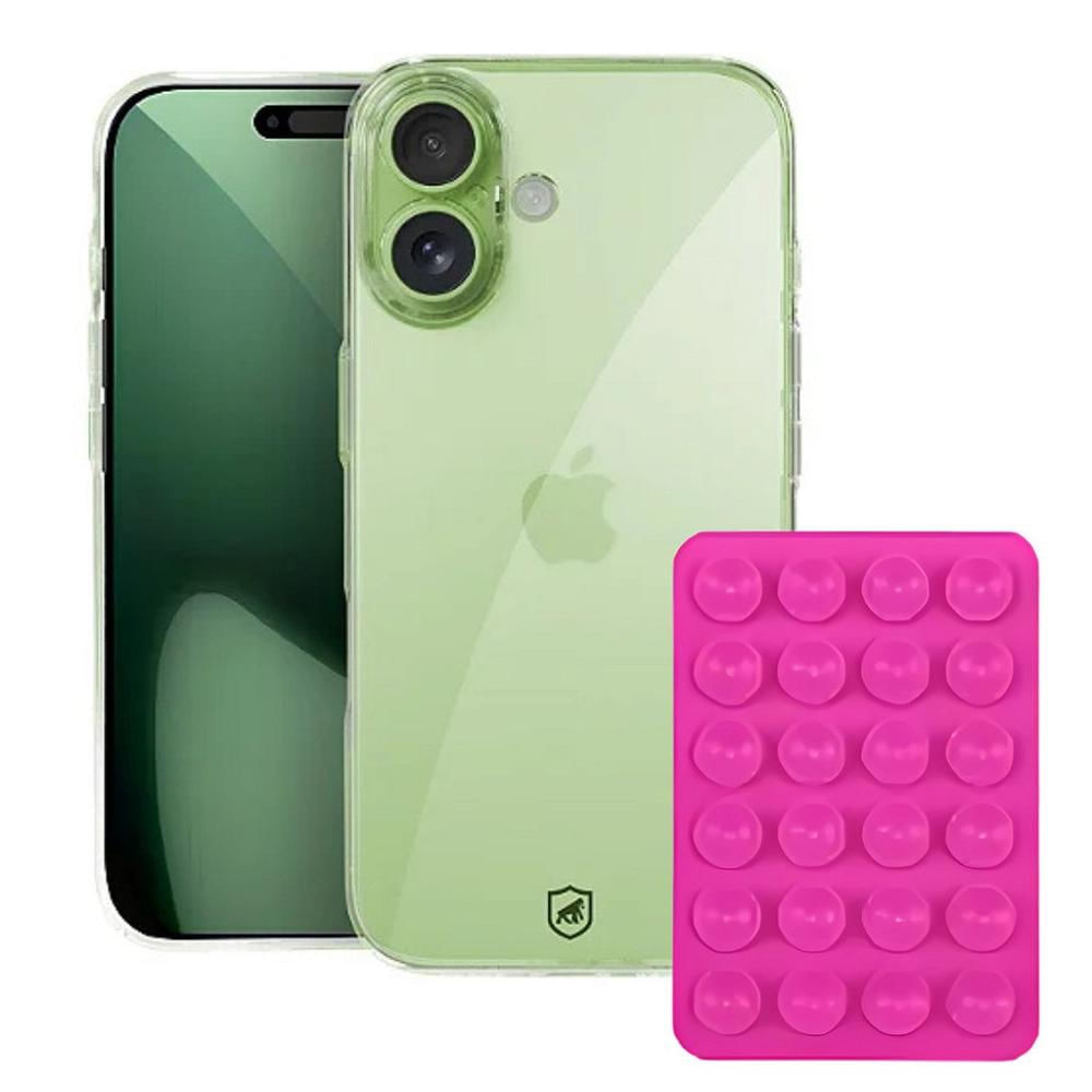 Kit Capa Crystal Slim para iPhone 17 + Ventosa - Rosa - Gshield