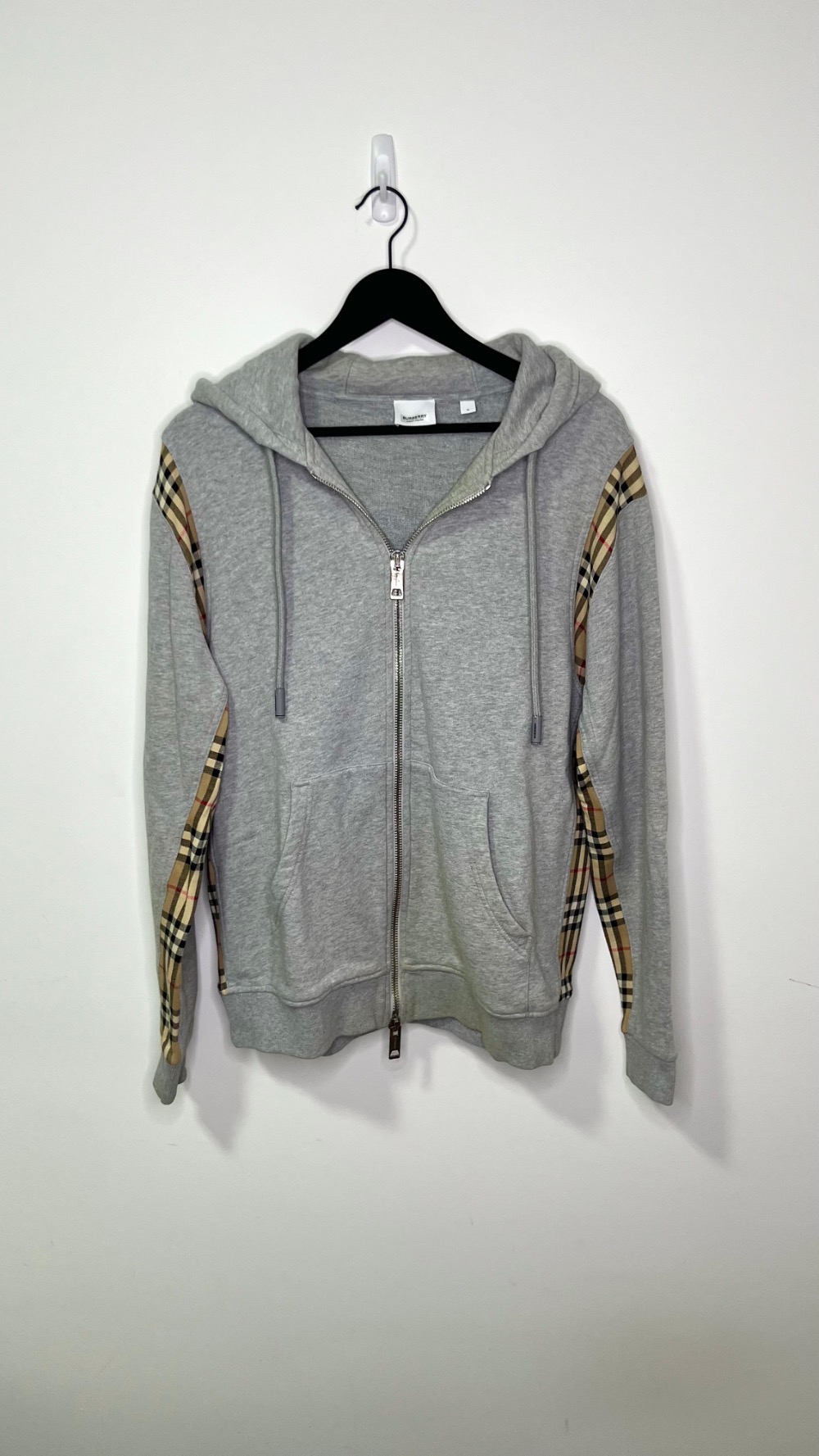 Moletom Burberry Vintage Zip Up Check Panel Grey — M, Usado