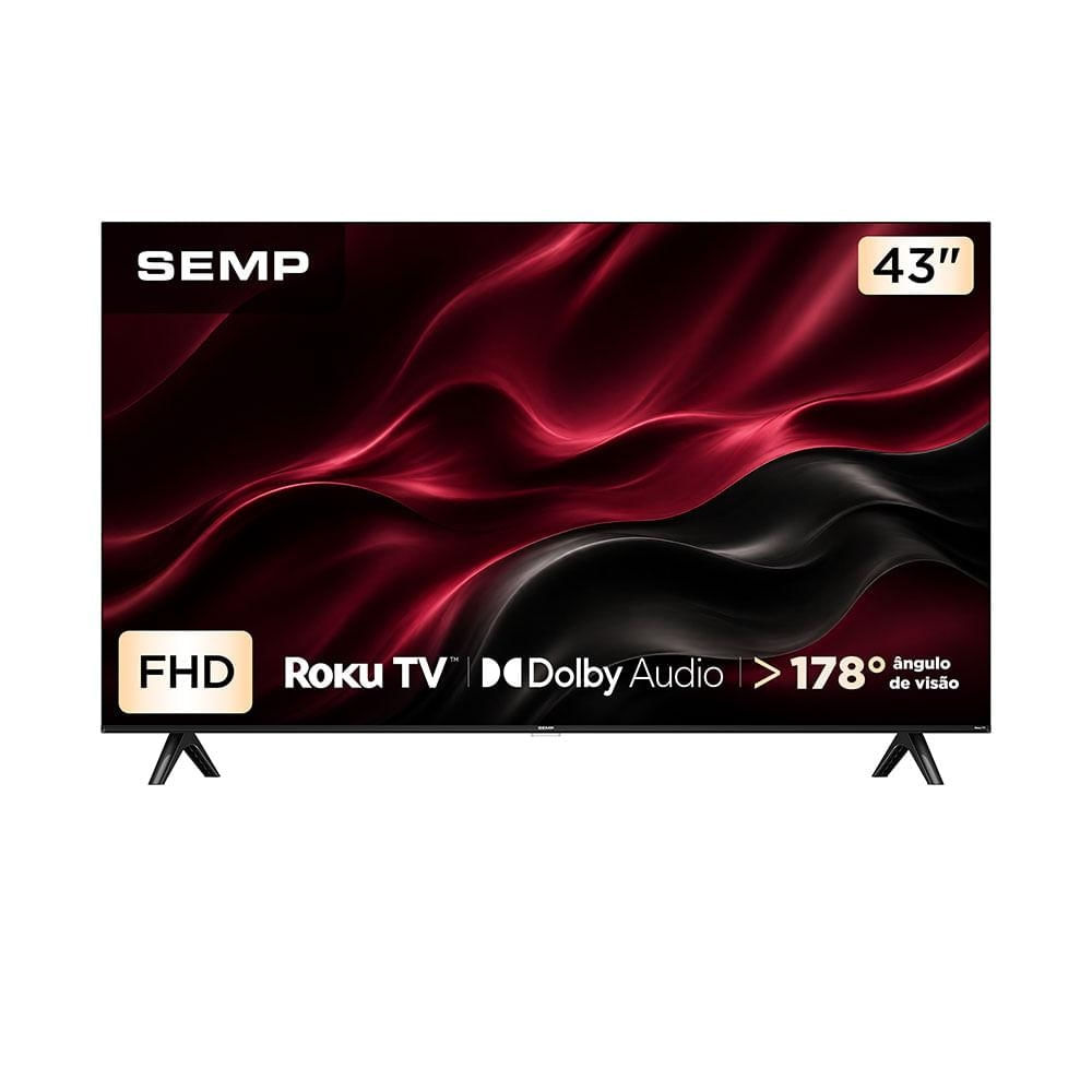 Smart TV SEMP 43 polegadas S42R Full HD LED Roku TV 43S42R Preta Bivolt