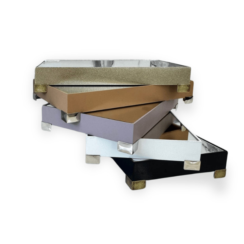 Bandeja 31x13 Cm Pé Metal Lisa Espelhada
