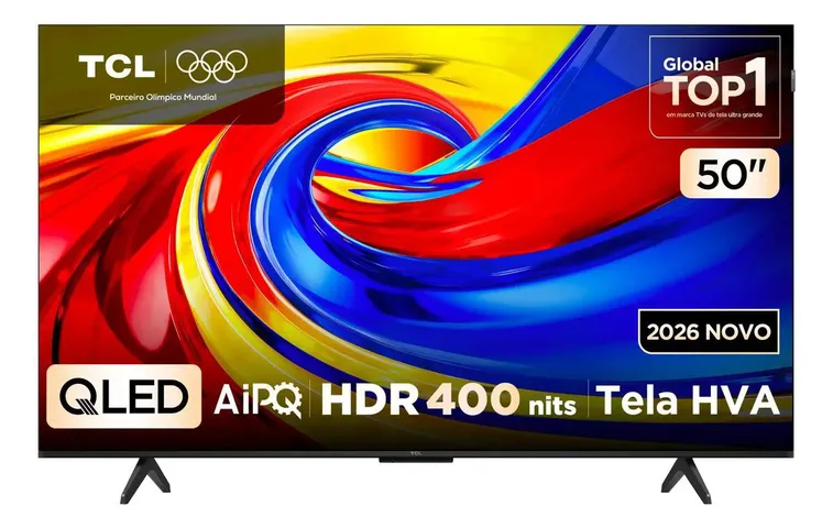 Smart Tv Tcl 50 Polegadas Qled 4k P7l Wifi Bluetooth Google Tv Hdr10+ 60 Hz Aipq 50p7l