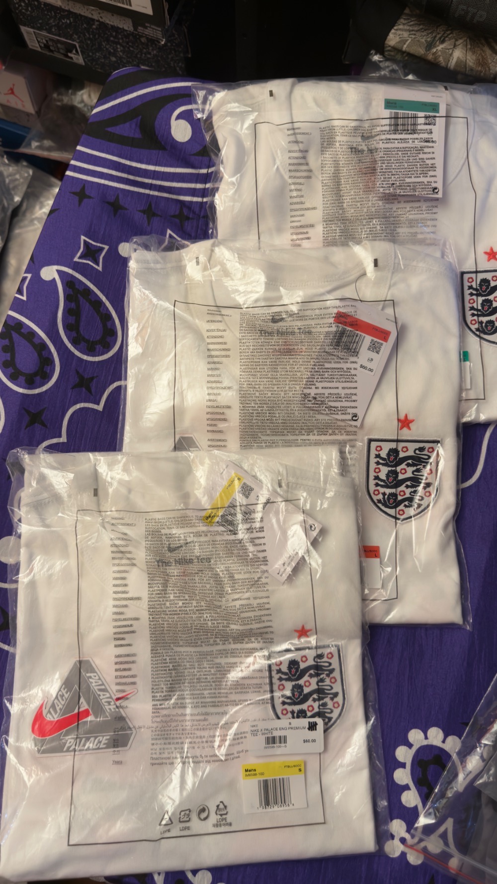 England x Palace x Nike Camiseta White — P / XG, Novo