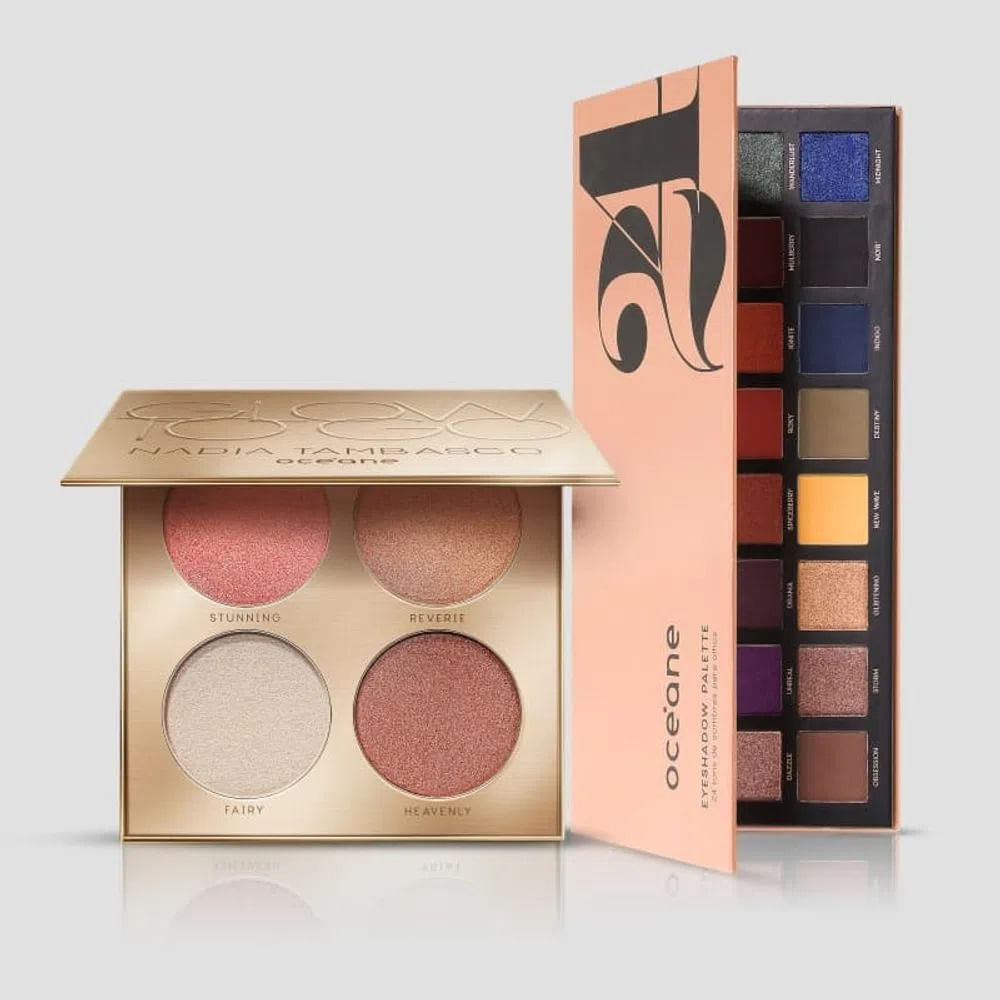 Kit Paleta de Iluminadores Nádia Tambasco By Océane + Paleta de Sombras 24 Cores Océane (2 Produtos)