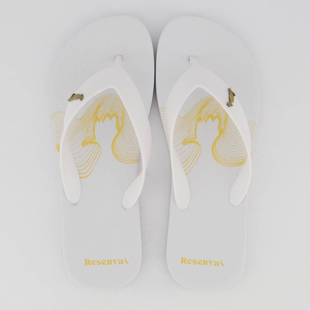 Chinelo Reserva Waves Branco e Dourado
