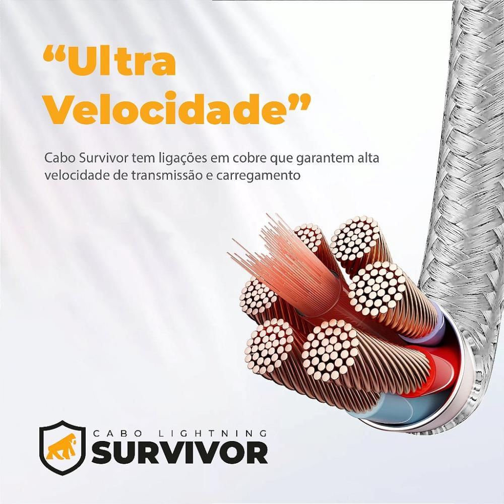 Foto 5 de Cabo Survivor para Lightning/Tipo C - 1,5m - Branco -Gshield