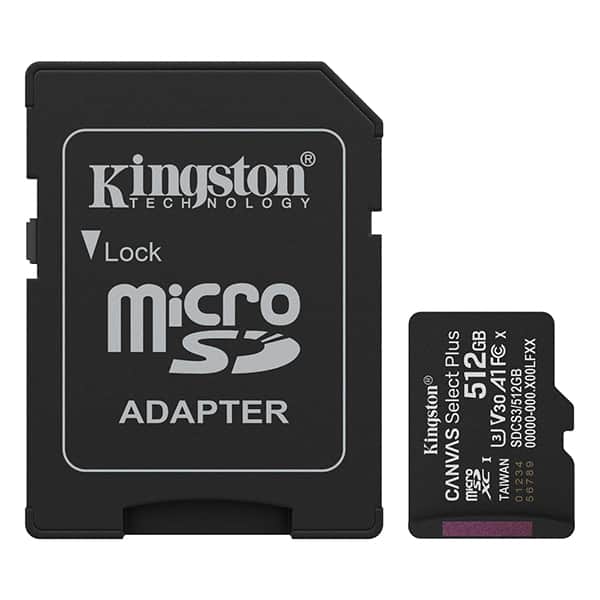 Cartão de Memória MicroSD 512GB Canvas Select Plus, Classe A1, SDCS3, Kingston - BT 1 UN