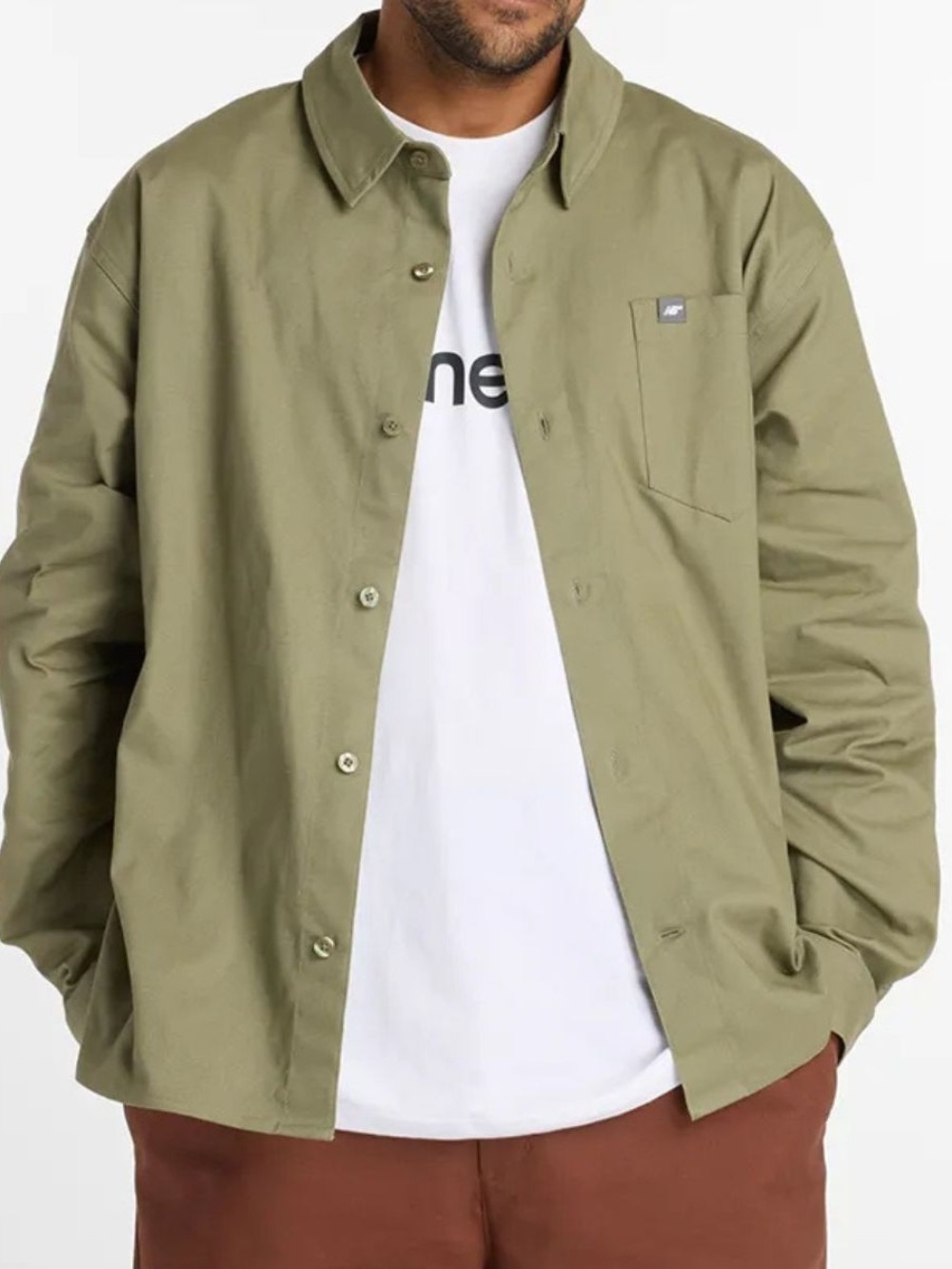 Camisa New Balance Numeric Button Up Dark Olive — G / XG / XXG, Novo