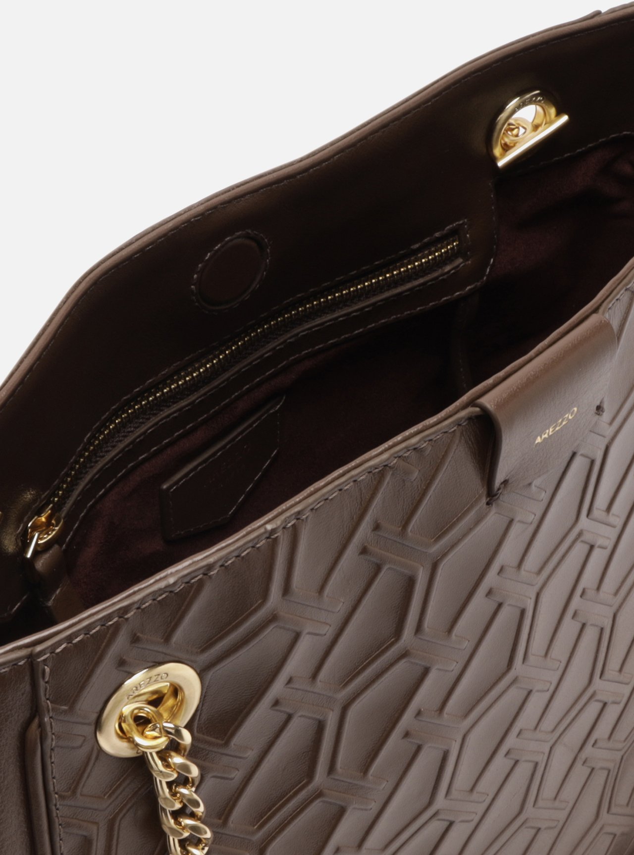 Foto 4 de Bolsa Shopping Marrom Couro Grande Corrente