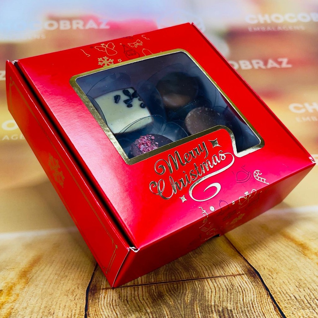 10 CAIXA 09 DOCES C/ VISOR - NATAL CLASSICO ID5136 (NATAL IDEIA 2025) (CHOCO)