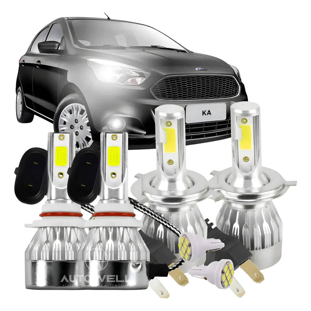 Kit Lâmpadas Super Led Farol Ford Ka 2015 2016 2017 Até 2022