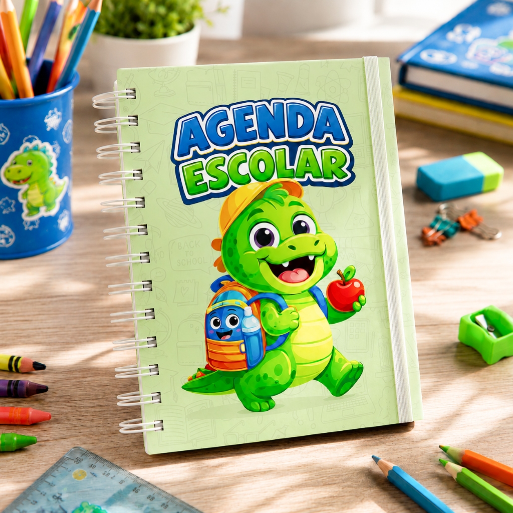 Agenda Dino Escolar Kids Infantil 2027 Crianças Creche Aula