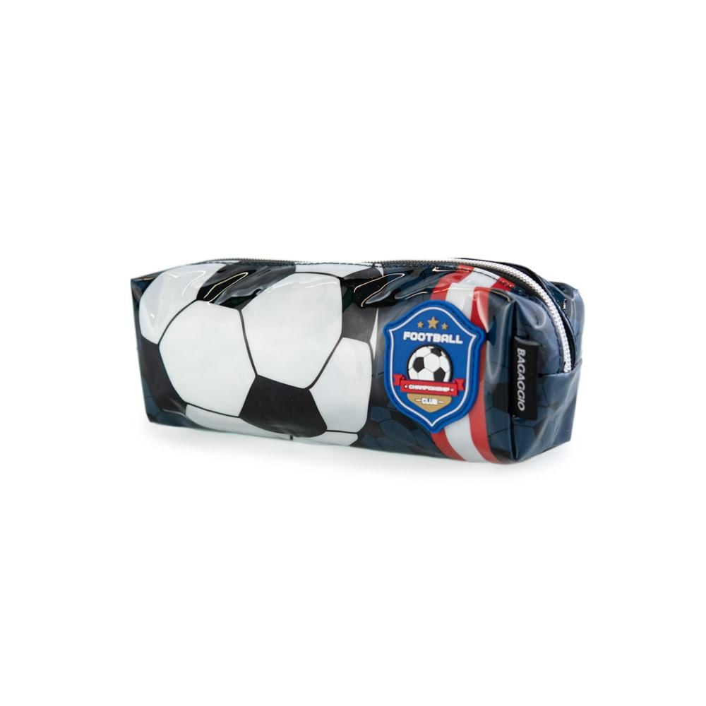 Foto 2 de Estojo Escolar Masculino Futebol Azul U / Azul