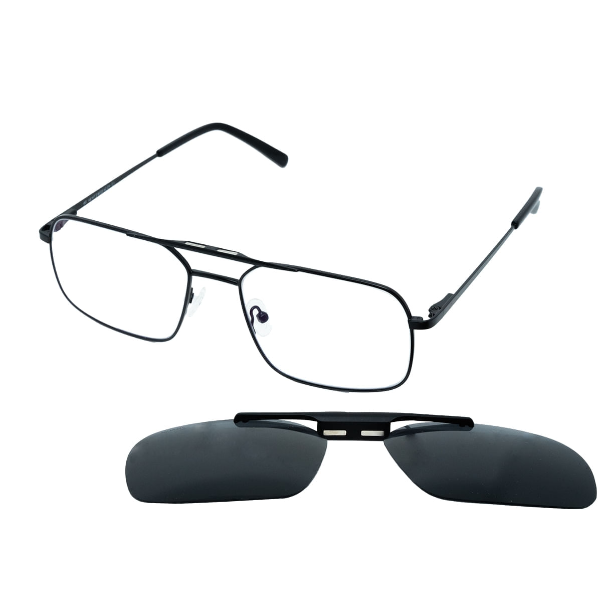 Armação para Óculos de Grau Masculino Hit 2 8025 Preto com Cinza com Clip On Armação para Óculos de Grau Masculino Hit 2 8025 Preto com Cin