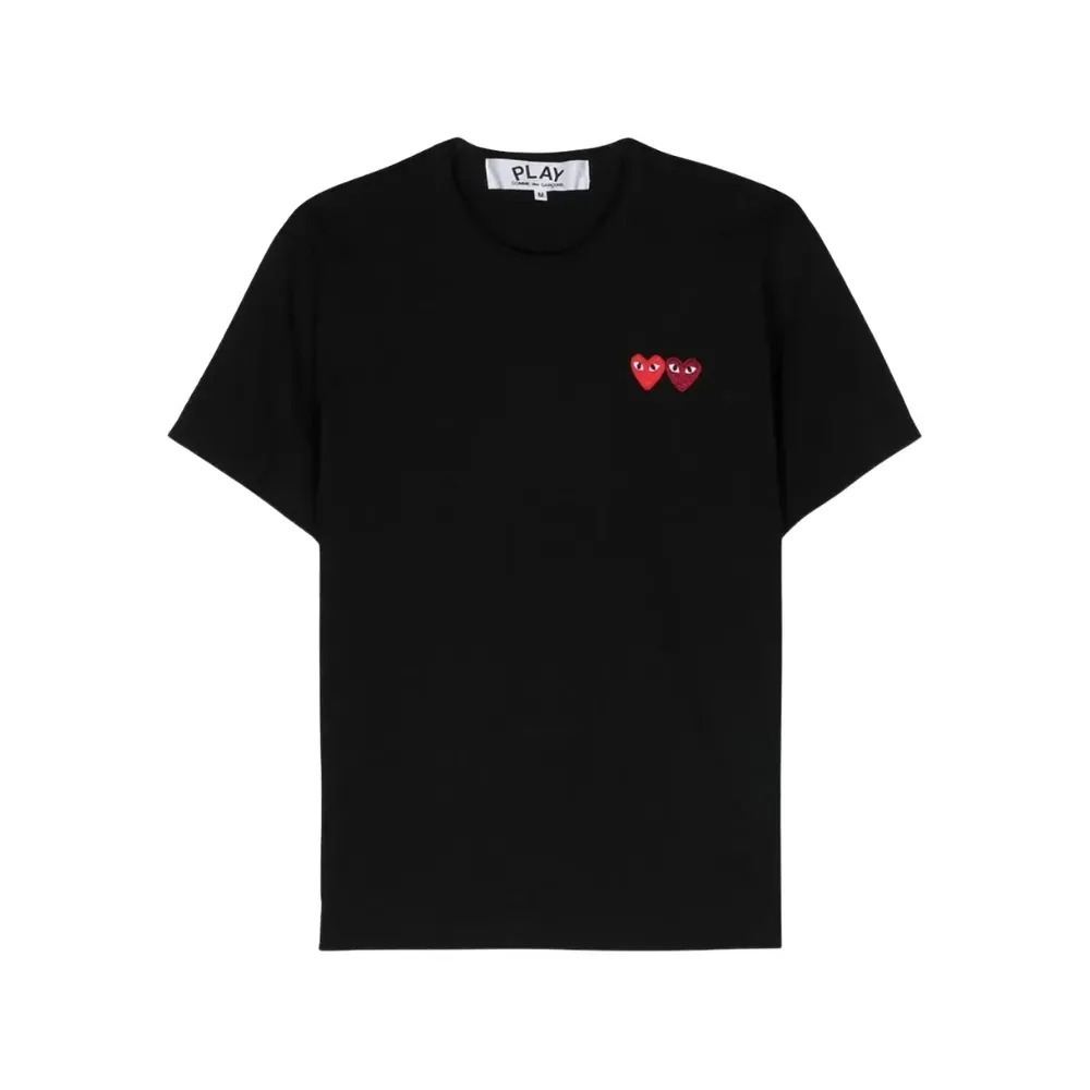 Camiseta Comme des Garçons Play Double Heart Black — P / M / G / XG / XXG, Novo