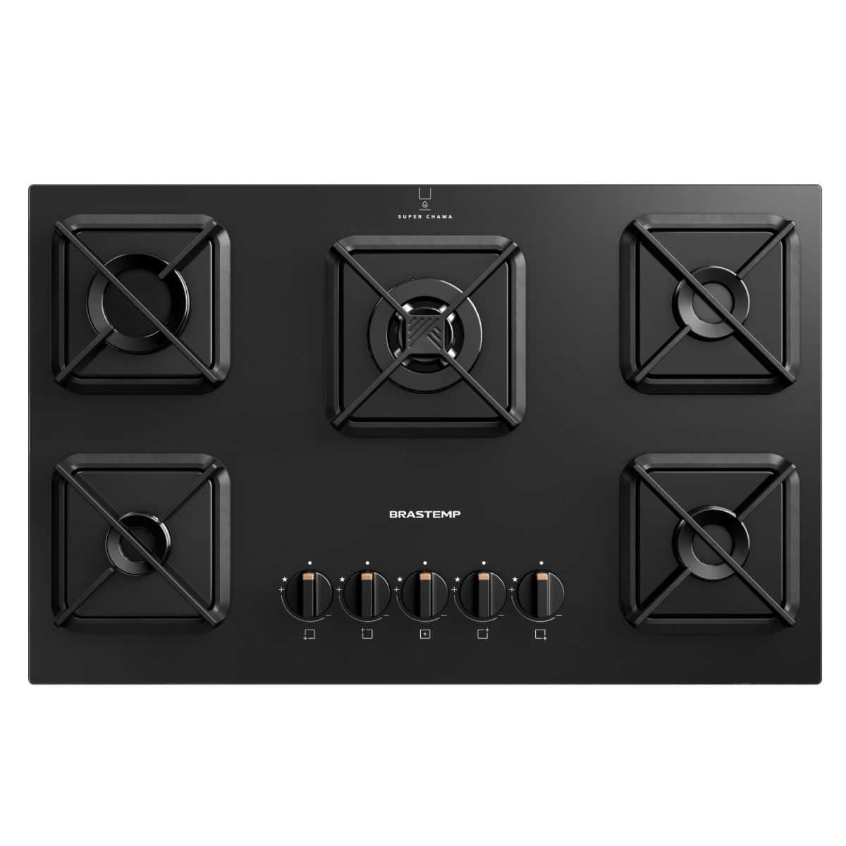 Cooktop Brastemp 5 Bocas a Gás, Grades de Ferro Fundido e Chamas Especiais - BDS75AE Bivolt