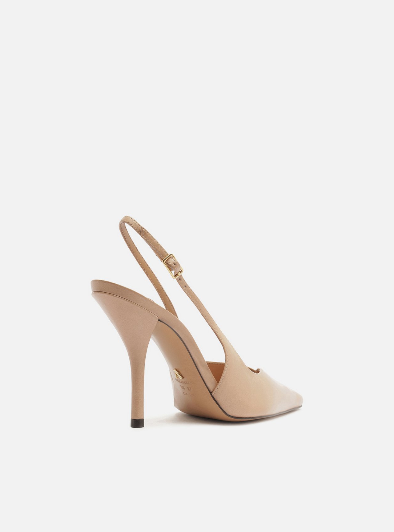 Foto 3 de Scarpin Nude Couro Salto Fino Slingback