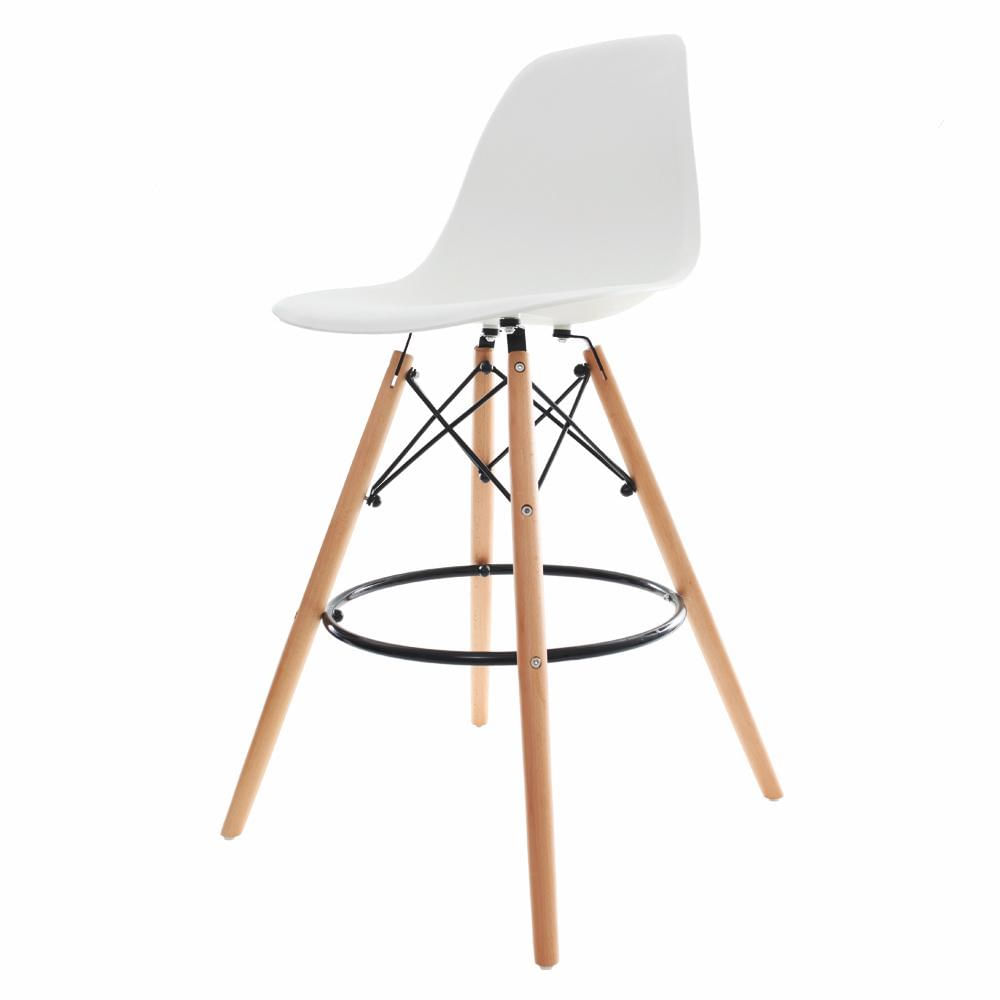 Foto 2 de Kit 3 Banquetas Altas Para Bar Cozinha Charles Eames Eiffel Branco