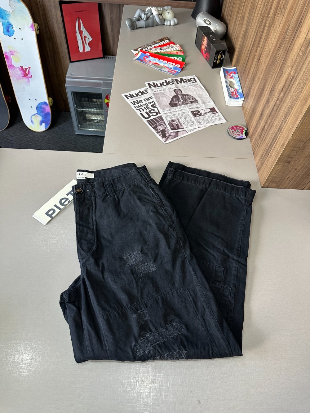 Calça Piet Chino Patchwork Black — 36, Novo