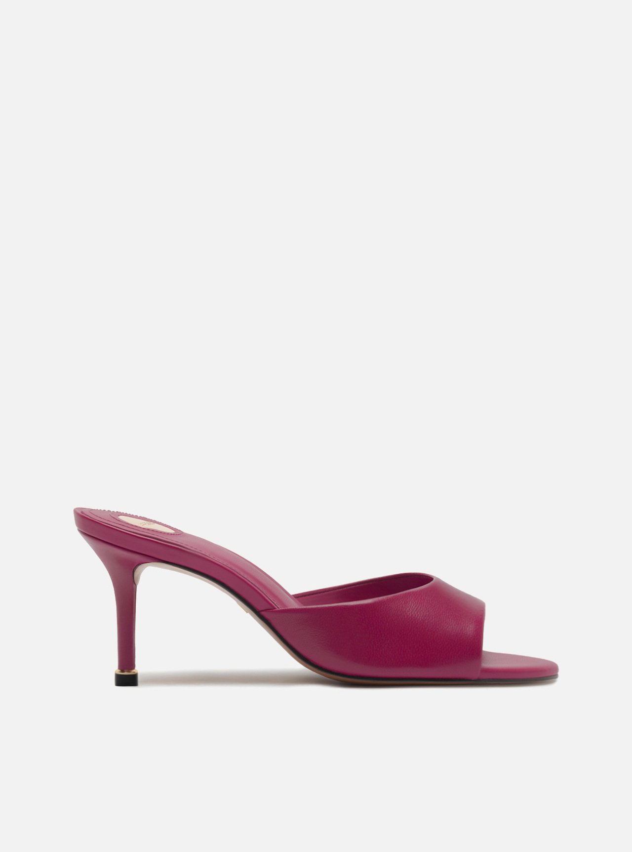 Mule Rosa Couro Salto Fino