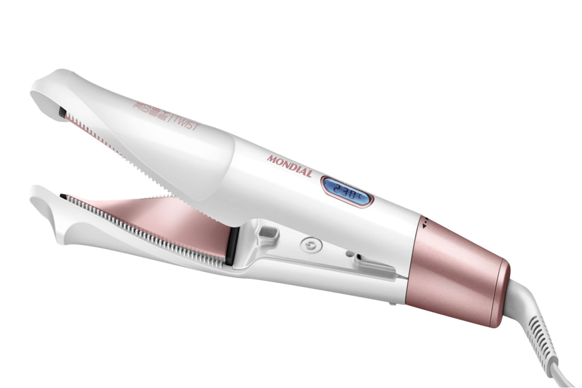 Prancha Alisadora e Modeladora Mondial Branco e Rose Gold P-51 Bivolt