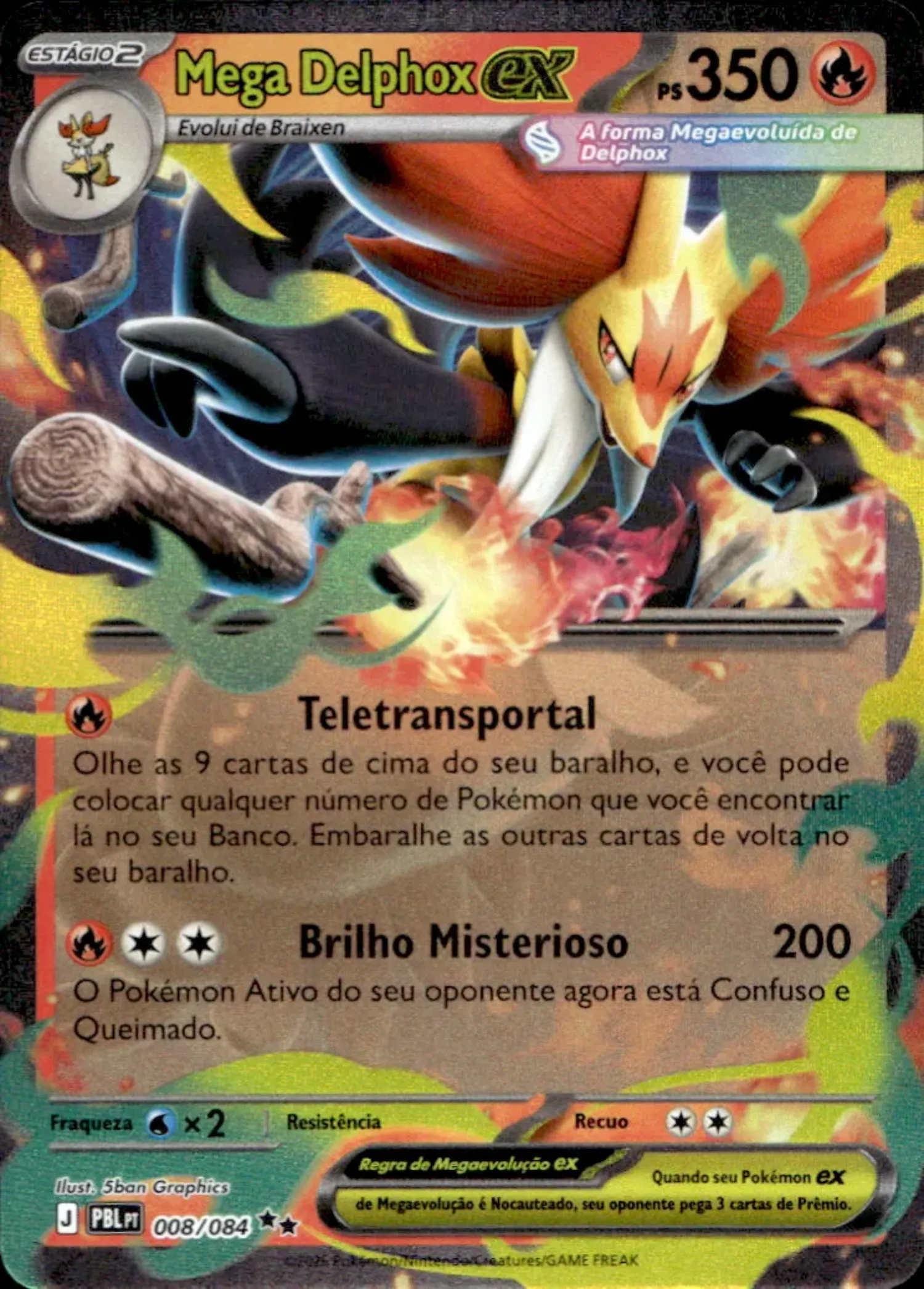 Mega Delphox ex (8/84) Escuridão Absoluta Pokémon TCG — Near Mint, Novo