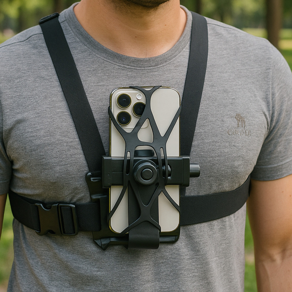 Suporte Peitoral Universal para Celular e GoPro Ajustável 360° Leve e Confortável