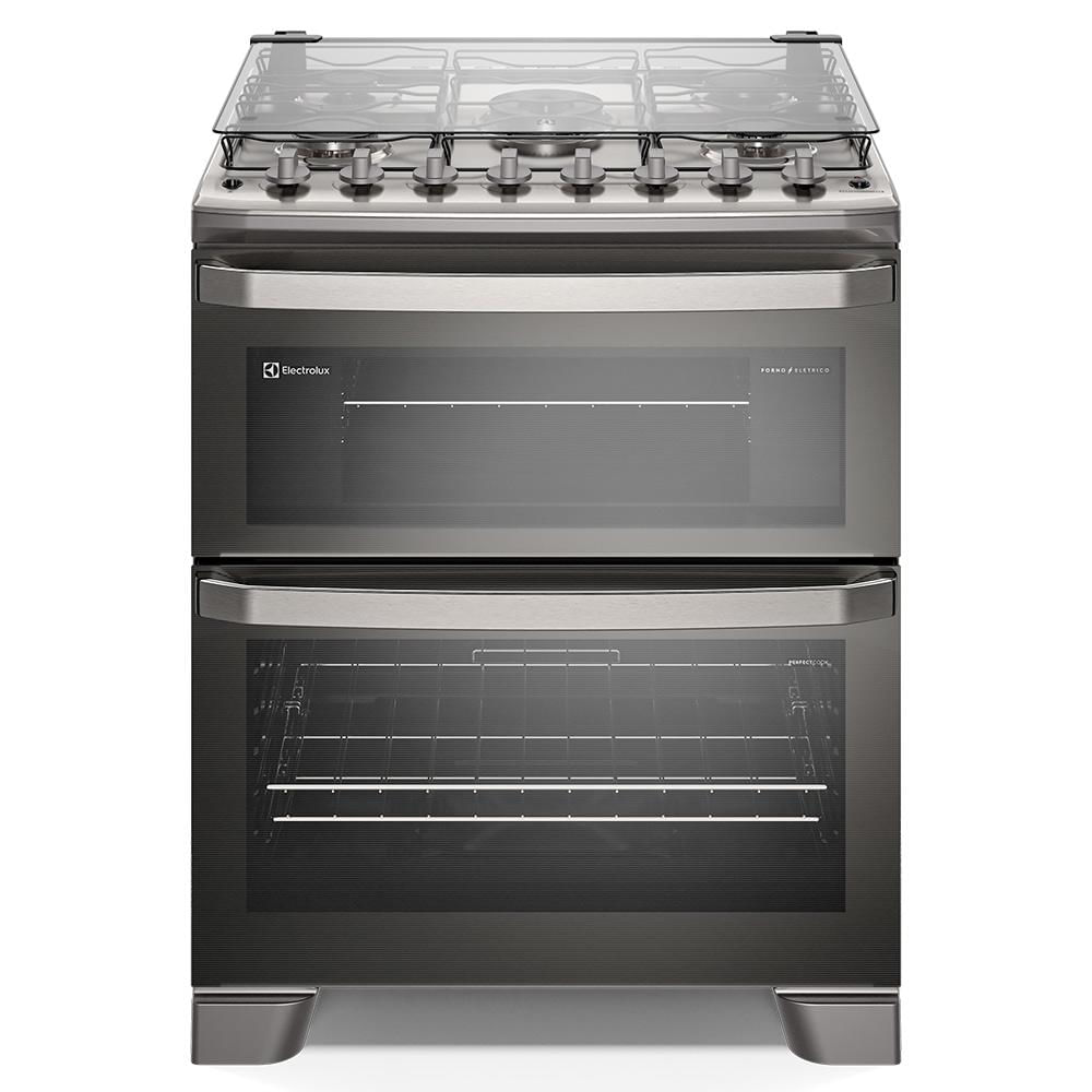 Fogão de Piso Electrolux de 05 Bocas Experience com PerfectCook360 Prata - FE5DC Fogão de Piso Electrolux de 05 Bocas Experience com PerfectCook360 Cinza - FE5DC