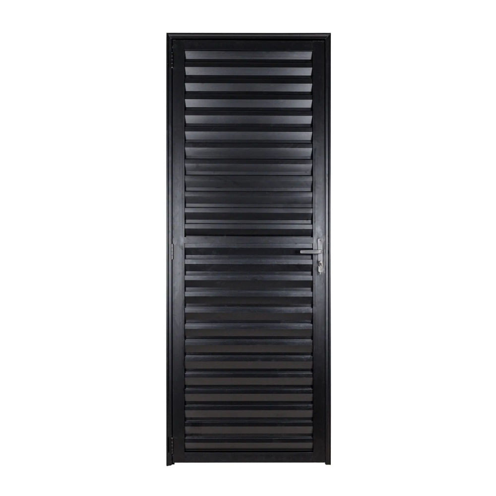 Porta de Alumínio Palheta 210x70 Esquerda Preta Ecosul Esquadrisul