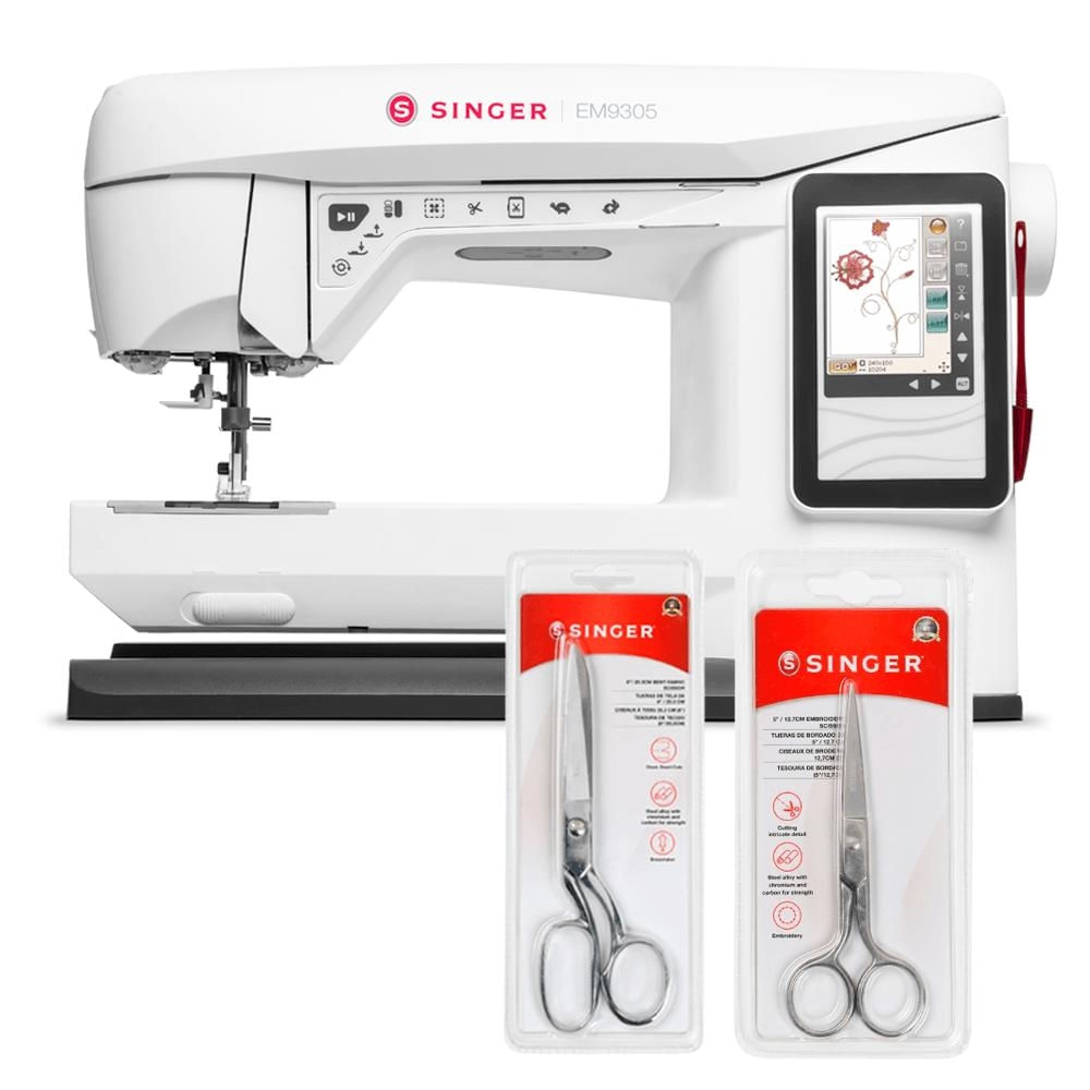 Kit Máquina de Bordar EM9305 + Tesoura 10" Tecido e Tesoura para Bordado Bivolt