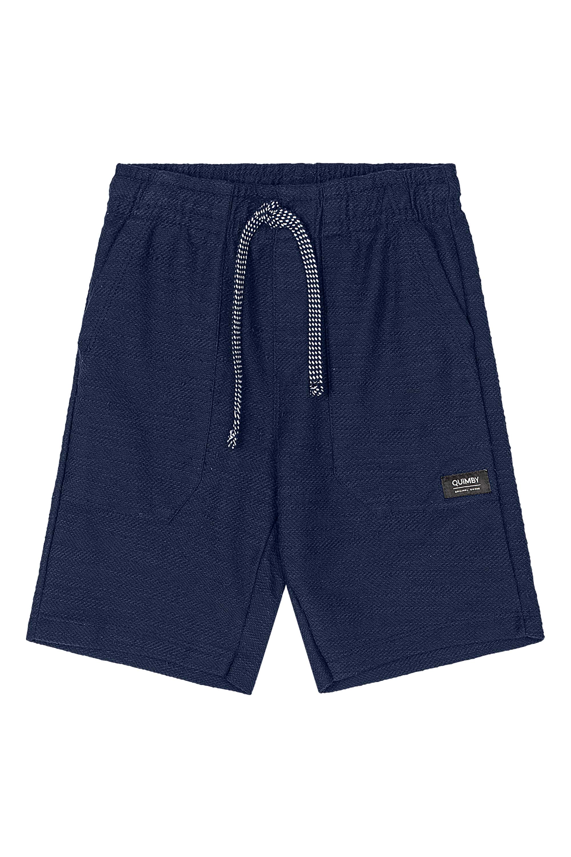 Bermuda Infantil Masculina em Moletom Flamê (Azul Marinho) Quimby — 01