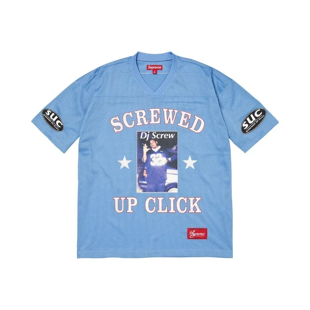 DJ Screw x Supreme Camiseta Football Jersey Light Blue SS26-W6 — P / M / G / XG, Novo