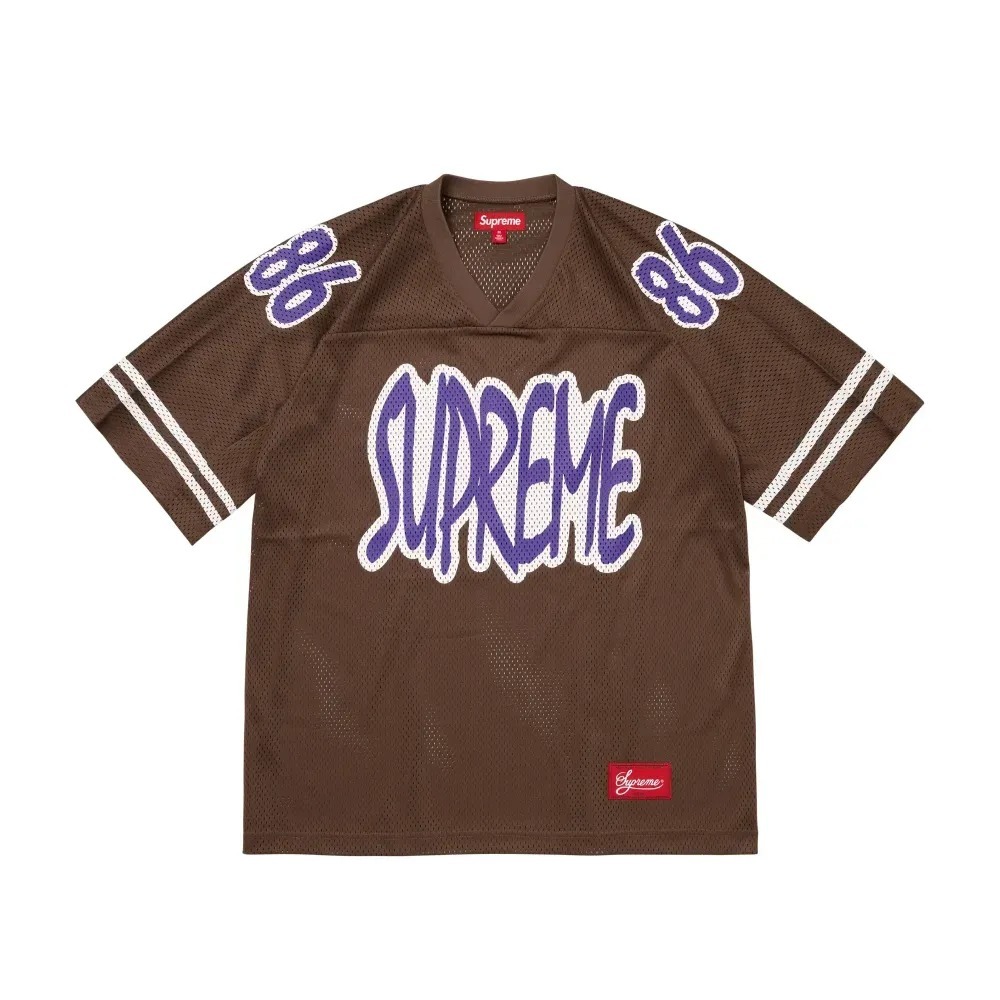 Camiseta Supreme Reflective Football Jersey Brown FW26-W1 — XG, Novo