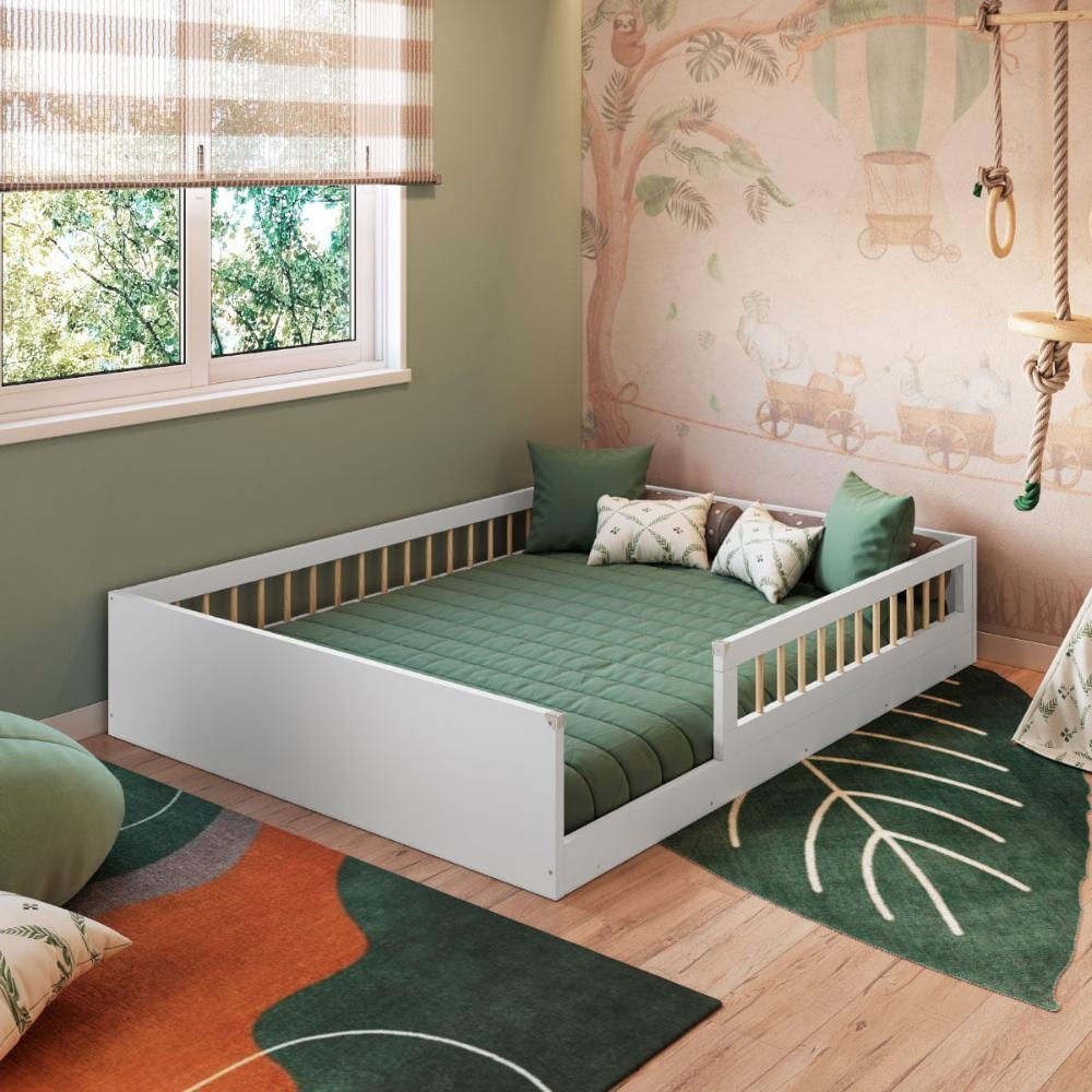 Foto 2 de Cama Montessoriana Casal Affetto Branco Completa Móveis
