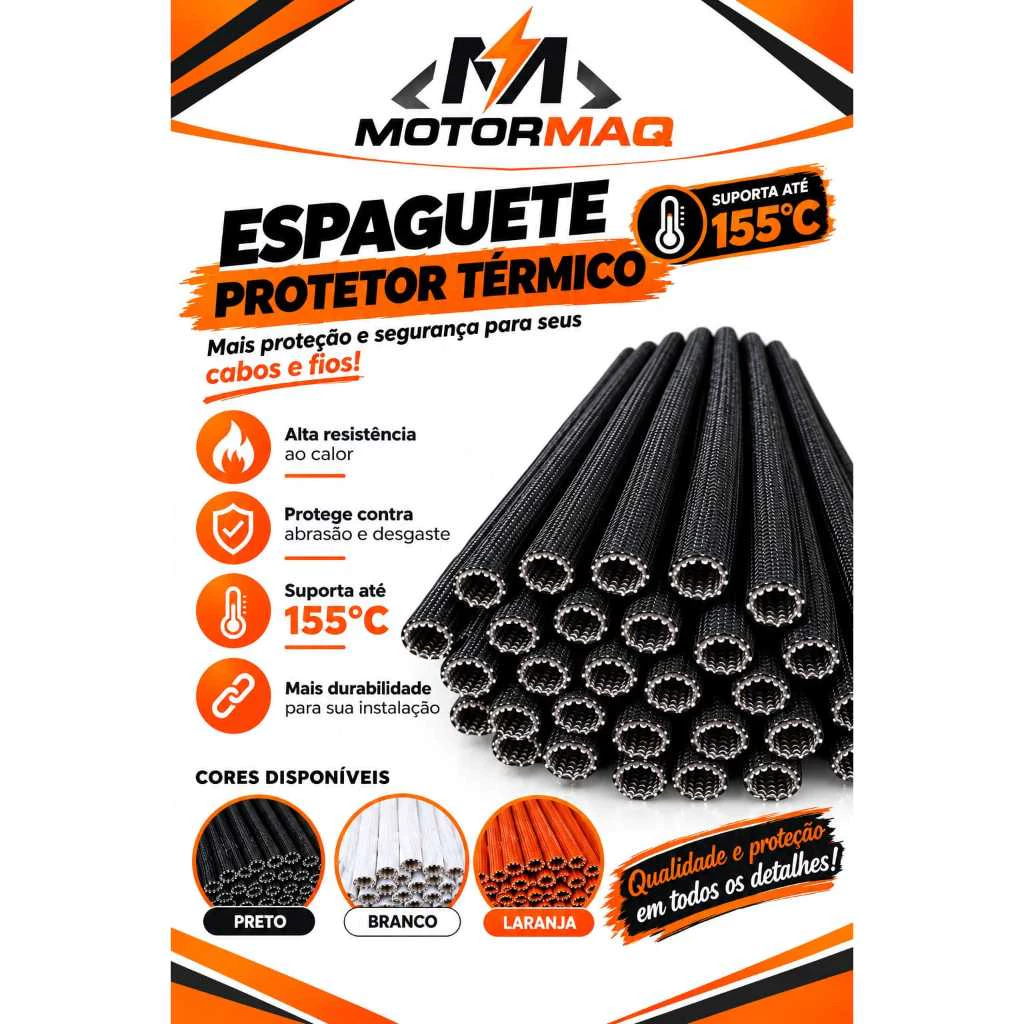 Espaguete Protetor Térmico Para Fios 155º Graus 2mm - 10 metros