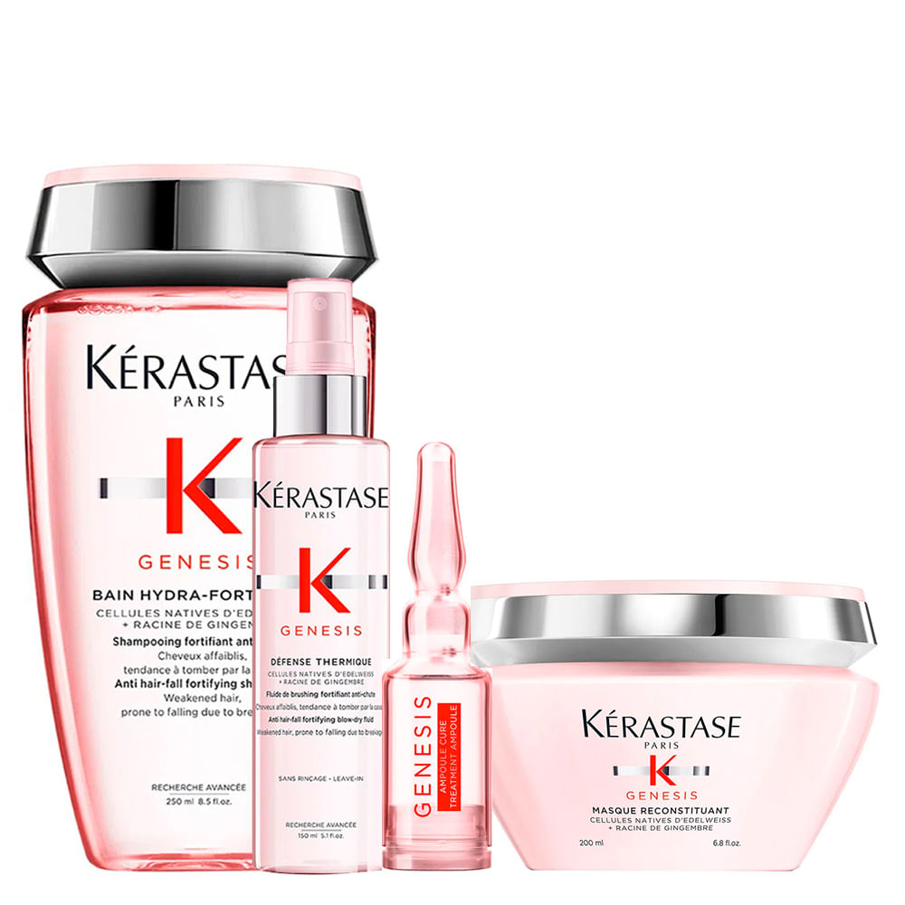 Kérastase Genesis Kit - Shampoo + Máscara + Sérum + Protetor Térmico — Kit