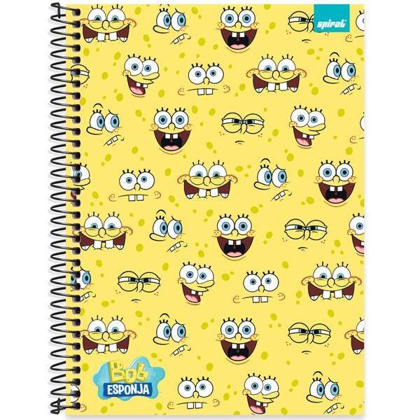 Caderno Universitário Capa Dura, 1x1, 80 Folhas, Bob Esponja, 2642592, Spiral Bob - PT 1 UN