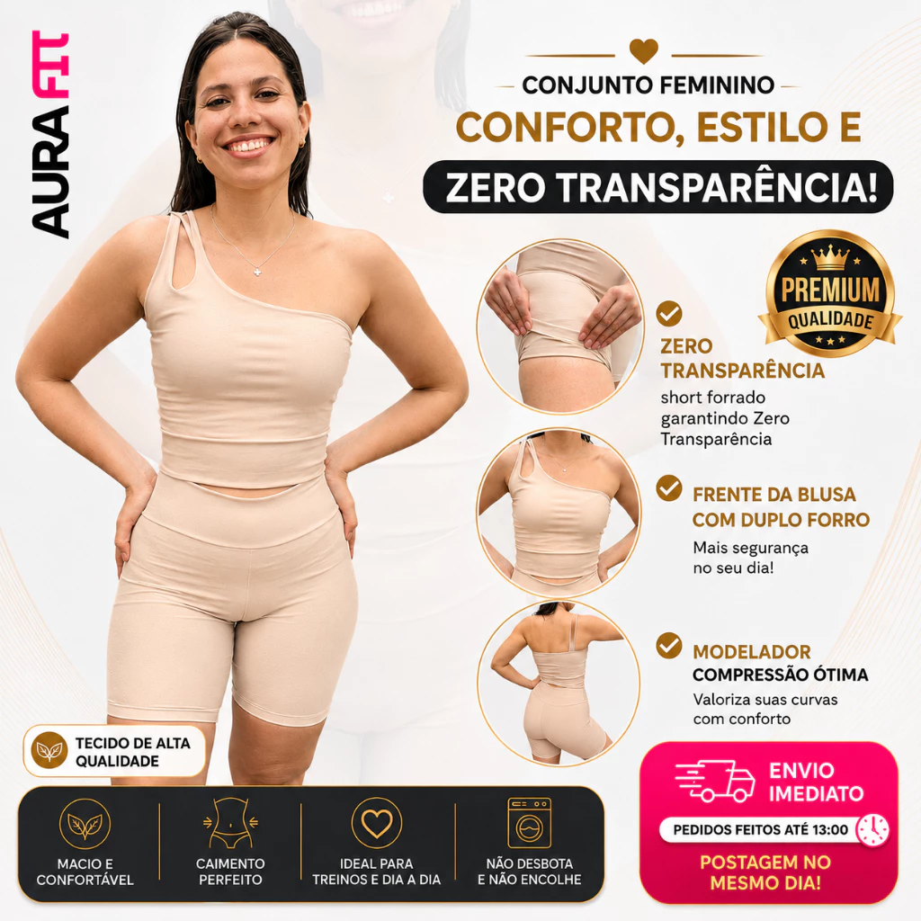 Conjunto Fitness de Academia Feminino Forrado - Modelo Gota - Zero Transparência Alta Compressão