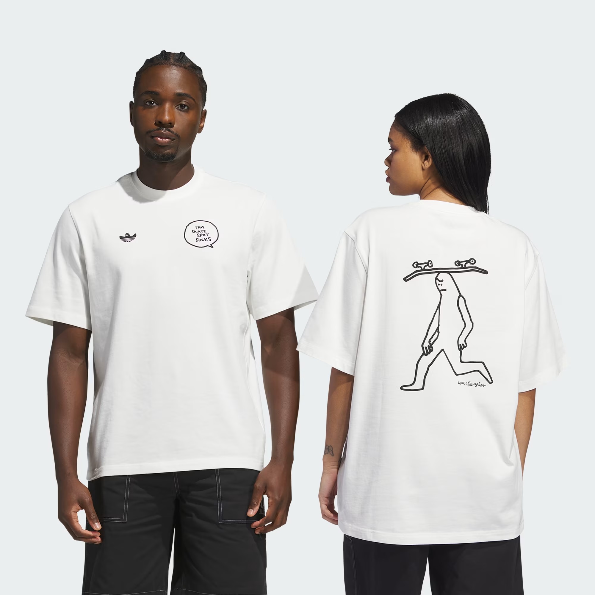 Mark Gonzales Skate Spot x adidas Camiseta Skateboarding Core White — P / M / G, Novo