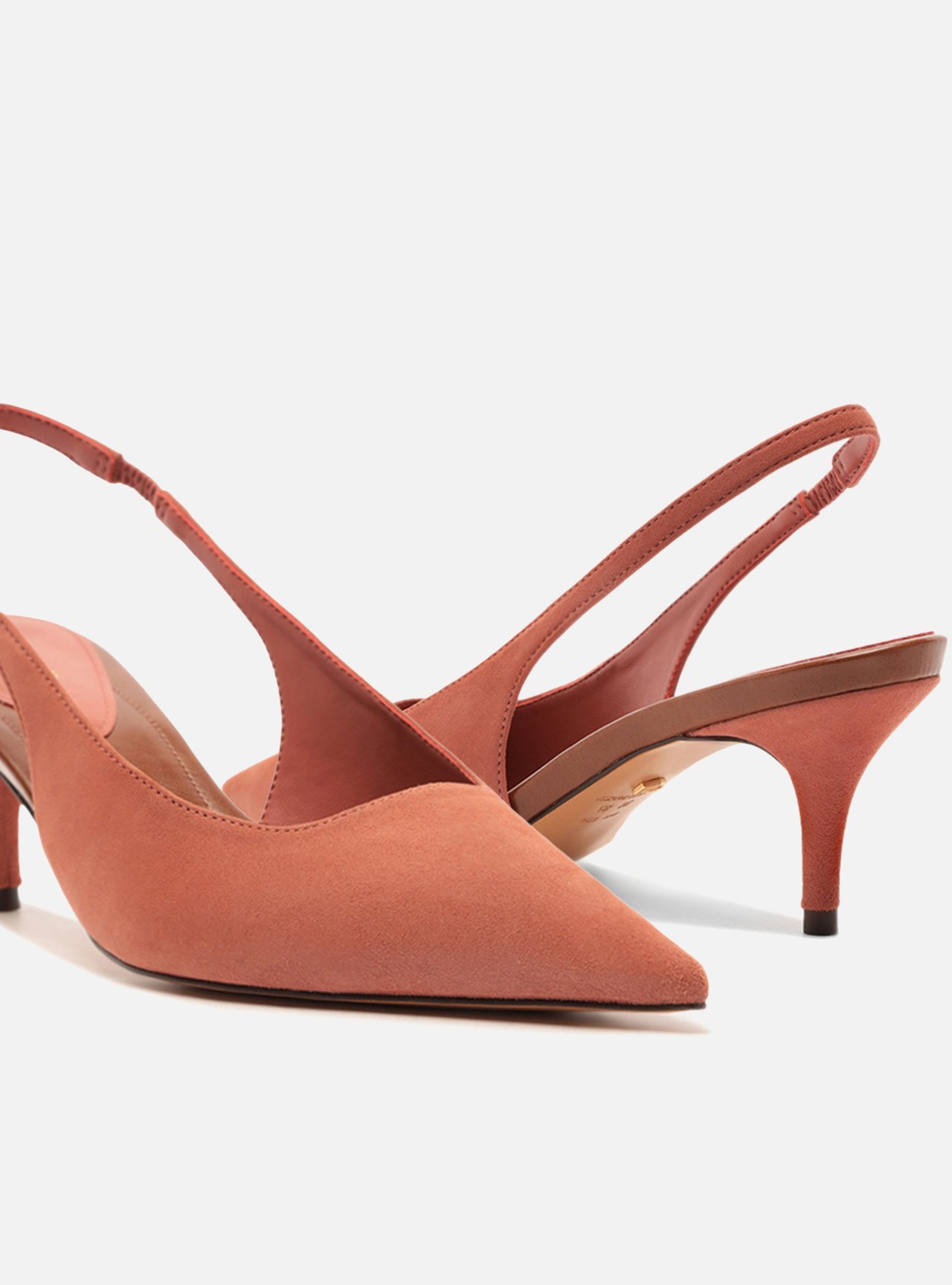 Foto 4 de Scarpin Rosa Acamurçado Slingback Salto Baixo