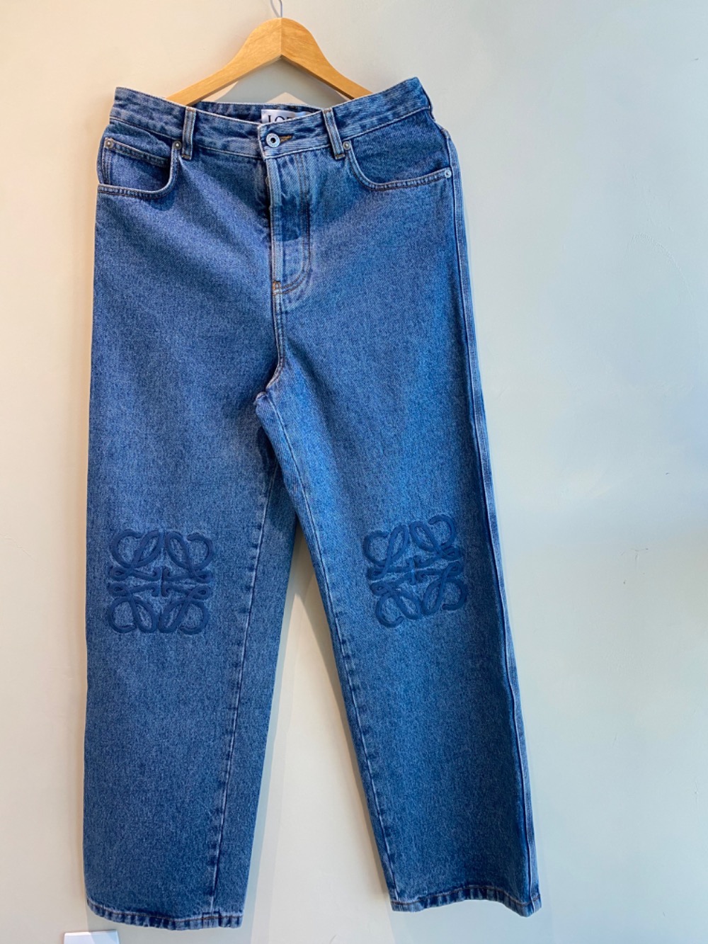 Calça Loewe Anagram Baggy Denim Blue — 40, Novo