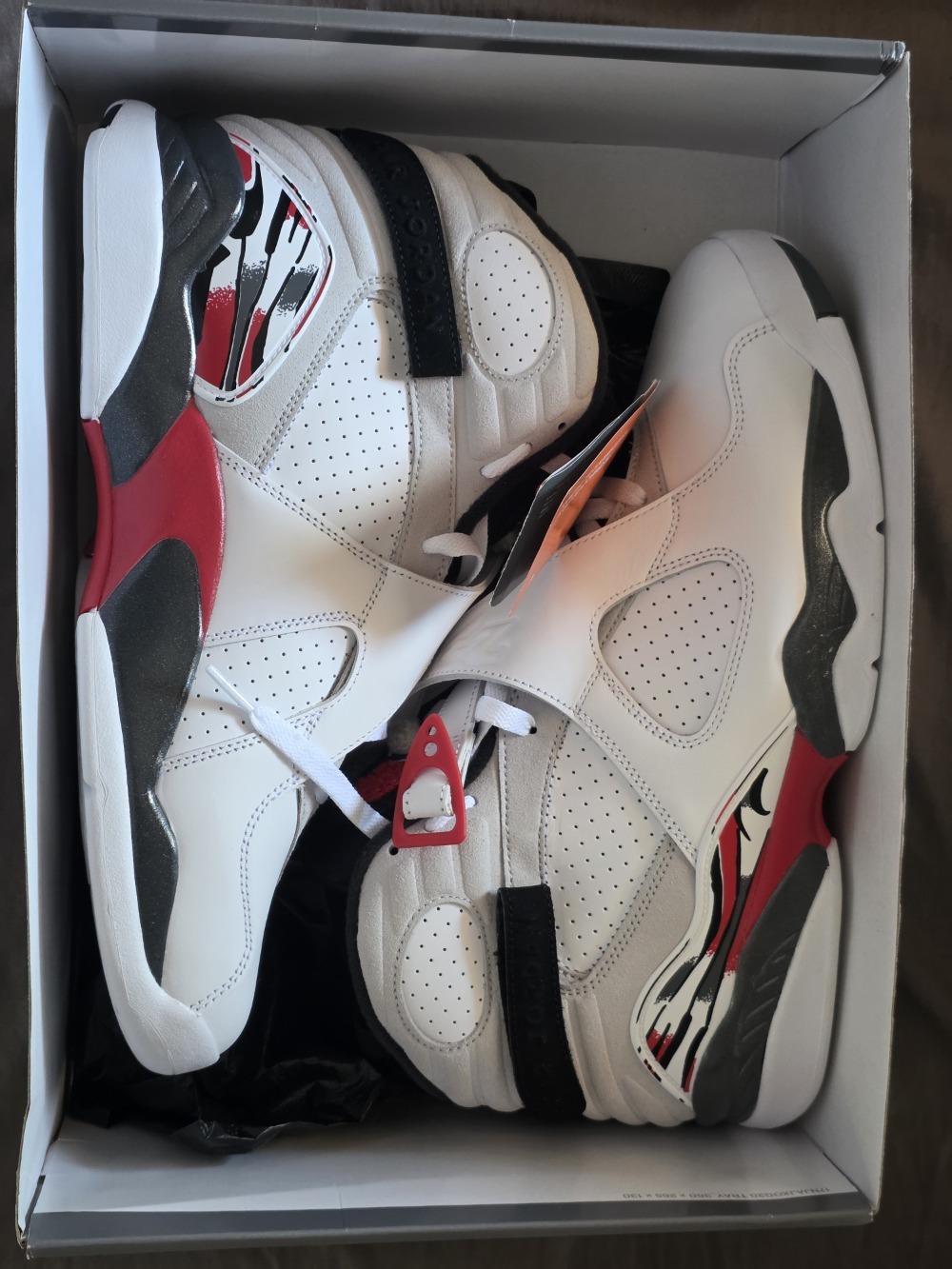 Air Jordan 8 White True Red — 45, Novo