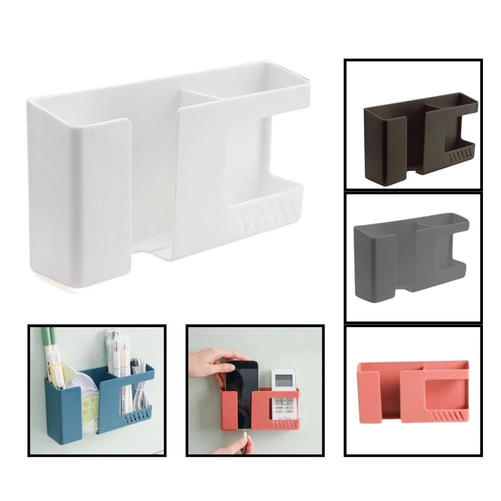 Suporte de Parede 2 em 1 para Celular e Controle Remoto Organizador Multifuncional com Fita Adesivo