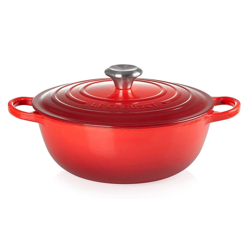 PANELA MARMITA LE CREUSET 26CM SIGNATURE FERRO ESMALTADO VERMELHO 21114260600430