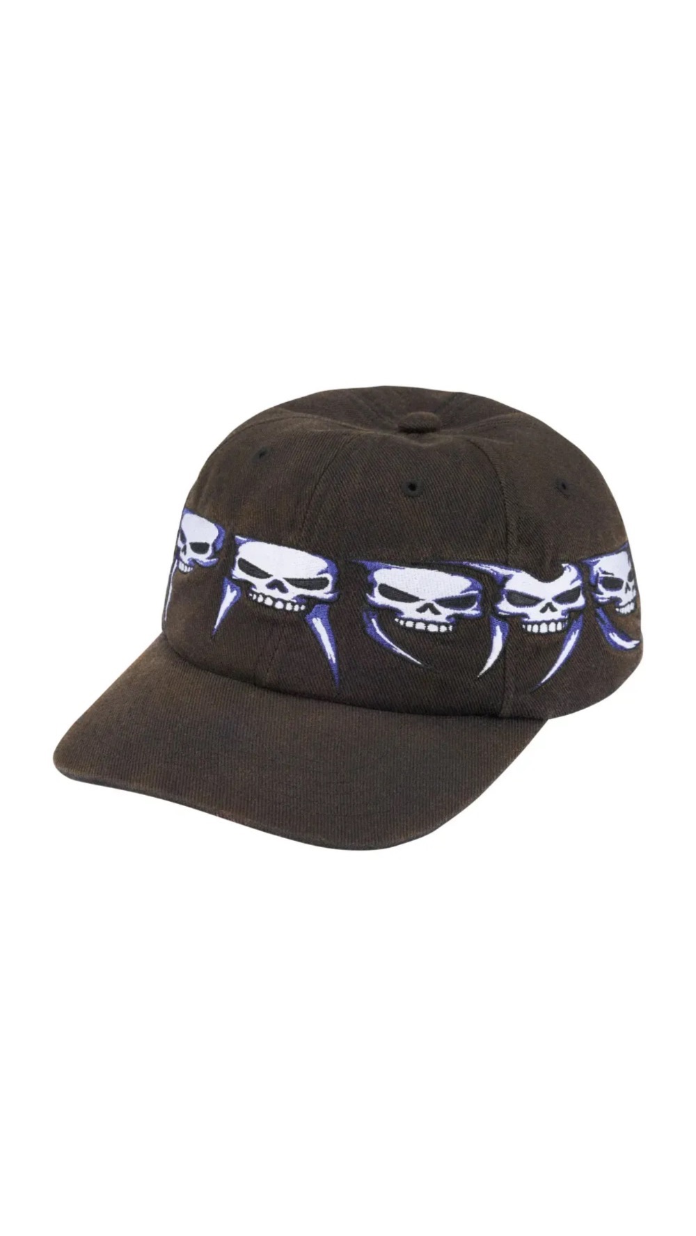 Boné Supreme Skulls Spellout 6-Panel Black FW26-W4 — Único, Novo