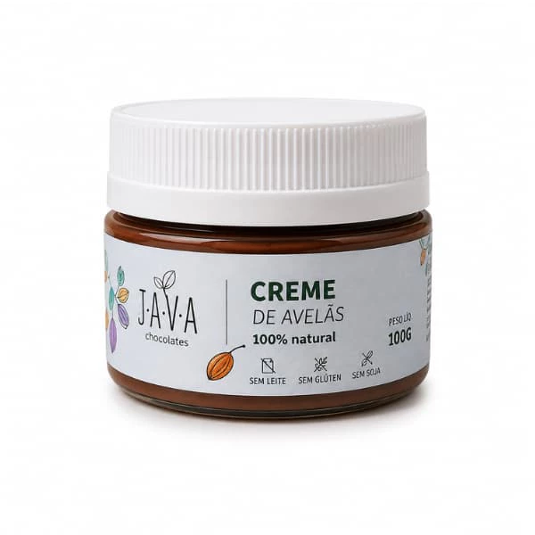 Creme de AVELÃ - 100% NATURAL - SEM AÇÚCAR, sem glúten, sem leite, sem soja - 100g