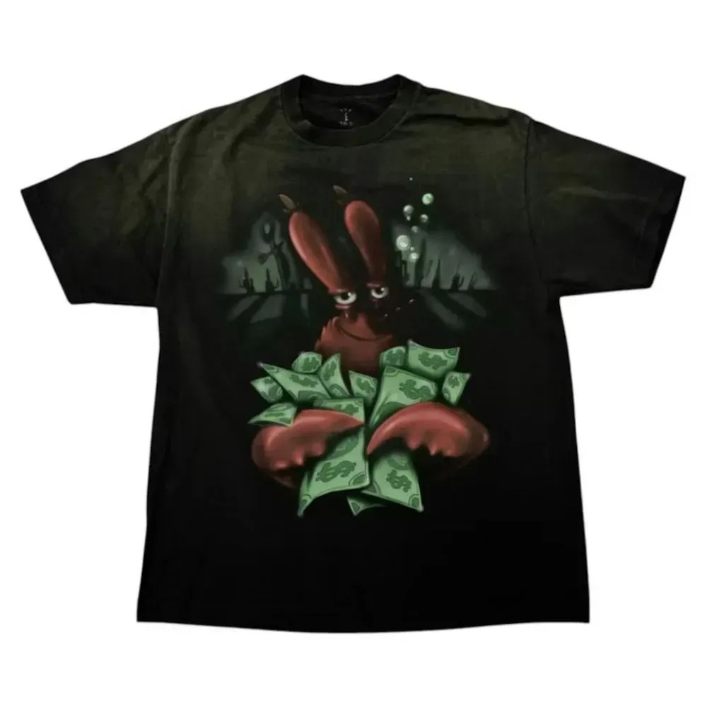 Spongebob x Cactus Jack Travis Scott Camiseta Money Black — G, Novo